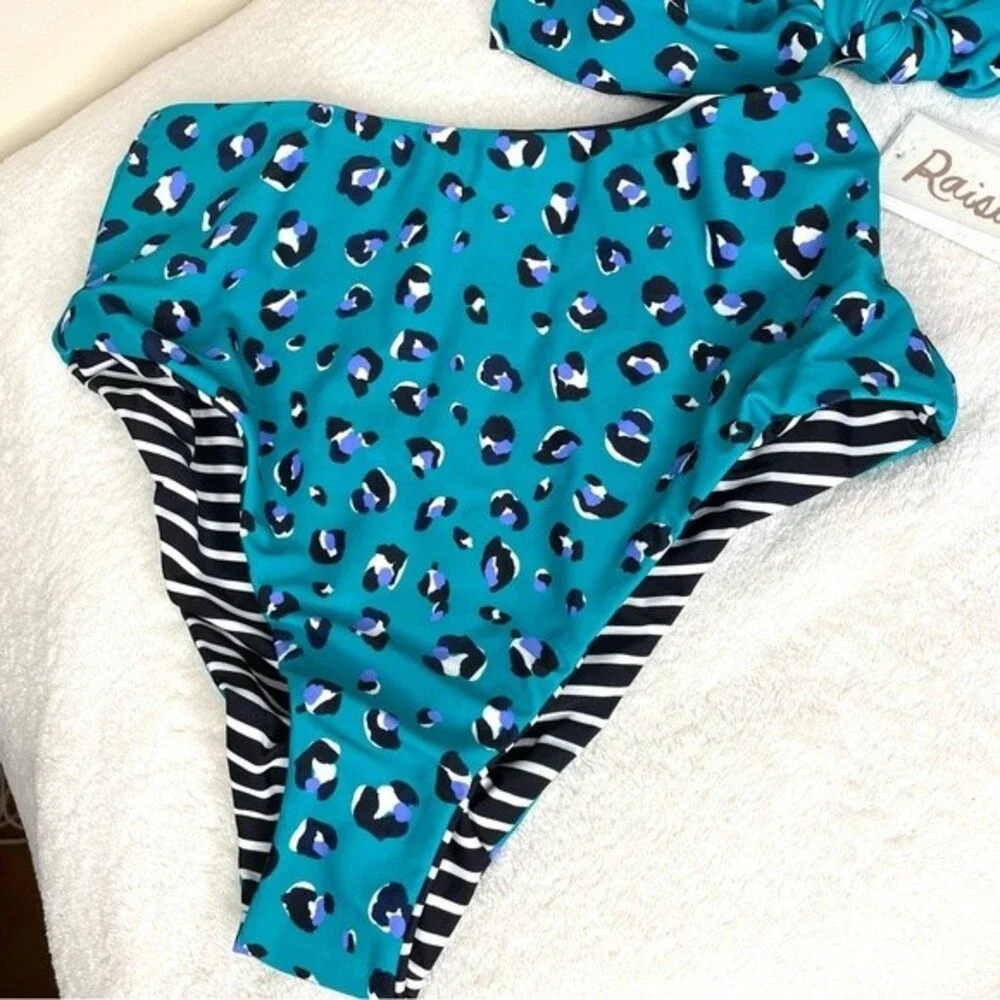Raisins Reversible Bikini Two Piece Set Love Bra High Tide Bottom New Size Small